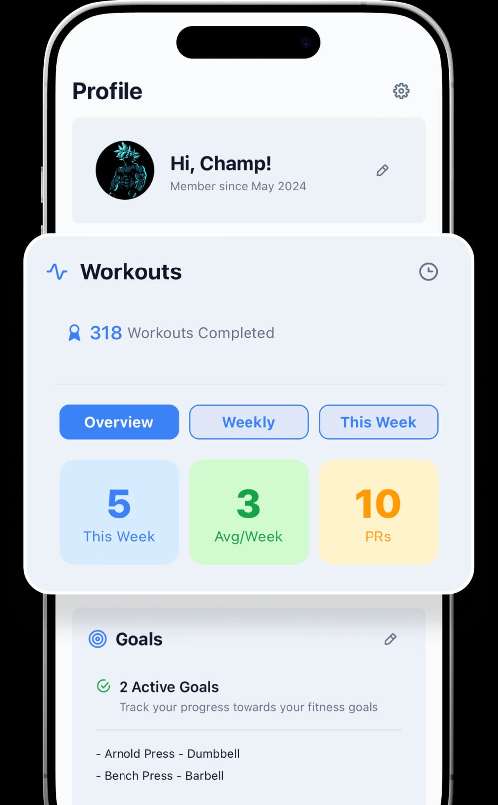 PRZone workout statistics and progress overview